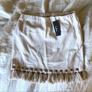 Lulus beige tassel miniskirt